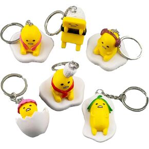 Gudetama Keychain, Gudetama Lazy Egg Keychain，The Best Gift For Gudetam Fans (6 Pcs)