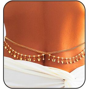 Gold Body Chain Rhinestone Belly Chain Jewelry Plated Waist Chains Layered Body Waist Summer Beach Bikini Jewelry for Women