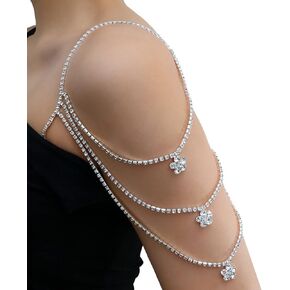 1Pair Rhinestone Shoulder Strap Upper Arm Chain Bridal Wedding Multi layered Tassel Shoulder Chain Summer Body Chain for Women