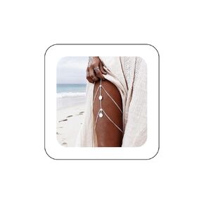 Andelaisi Boho Layered Disc Coin Thigh Chain Gold Disc Leg Chain Vintage Coin Leg Thigh High Chains Party Club Body Chain Rave Bikini Thigh Body Chain Accessories Jewelry for Women
