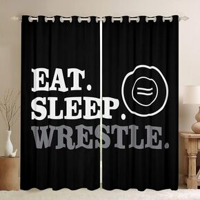 jejeloiu Wrestle Darkening Curtain Boys Girls Wrestling Curtains for Bedroom Living Room Decor Kids Women Men Sports Theme 30%-50% Blackout Shades Drapes Soft Window Treatments