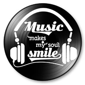 Music Makes My Soul Smile Quote on a REAL Vintage Vinyl Record Album - Music Wall Artwork