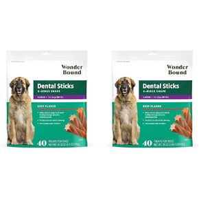 Amazon Brand - Wonder Bound Dog Dental Sticks, Chicken Flavor, Large, 40 Count, 2.19 Pound (Pack of 1)