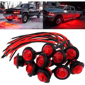 10 قطع 3/4 بوصة مصابيح LED للعلامات، مصابيح جانبية للمقطورة، 12 فولت، مؤشرات أمامية وخلفية دائرية، ضوء خلفي مقاوم للماء لسيارة شاحنة حافلة مقطورة فان RV بيك اب ATV القوارب، أحمر in Kuwait