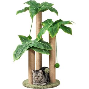 Cat Scratching Post with Flower Bed Cute Cat Scratcher with Sisal Dangling Ball Small Cat Tree for Indoor Cats Perch Cat Tower for Large Adult Cats and Kittens