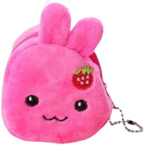 Pink Small Coin Purse, Rabbit Cute Plush Panda Animal Small Coin Purse Zipper Money Wallet Kids Birthday Gift Wallets, Card Cases and Money Organizers
