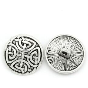 10pc Antiqued Silver Round Sewing Metal Buttons Pattern Carved (5/8")