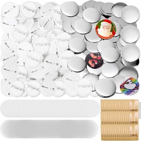 Hicdaw 200 Sets of 58mm(2.25 in) Button Maker Supplies for Button Maker Machine, Includes Blank Button Badge Parts, Metal Caps, Metal Cover, Clear Film, and Blank Paper for Pin Maker Machine