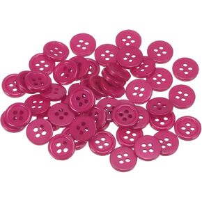 HARFINGTON 100pcs 20L Sewing Buttons 1/2"(12.5mm) Resin Round Flat 4-Hole Craft Buttons for Sewing Clothing and DIY, Red