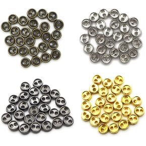 Youmeizer Wiosny 100Pcs 4 Colors Mini Metal Buttons 3mm(1/8inch) 2 Hole Mini Metal Round Buttons DIY Hand Sewing AIDS Doll Clothes (4 Colors Mixed, 3mm(1/8inch))