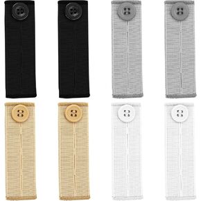 Prasacco 8 Pieces Elastic Waist Extenders for Pants, Adjustable Button Extenders for Women Men Button Extender Jeans Waist Extenders Pregnancy Pants Extender for Women and Men Jeans Dress