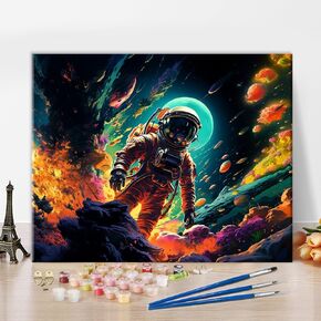 TUMOVO Paint by Numbers for Adult, Astronaut Adults' Paint-by-Number Kits Colorful Space Paint by Number Adult Paint by Number DIY Acrylic Number Painting Kits Canvas Arts for Adults, 16 x20 Inch
