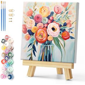 Natuyalo Framed Paint by Numbers for Adults Beginner, Wilderness Landscape Acrylic Easy Paint by Numbers Kits with Frame Cactus Art Craft Kits for Adults Suitable for Wall Decoration 12x12 Inch