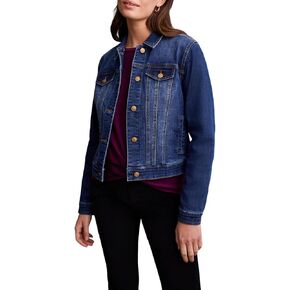 Tribal Women's Classic Button Up Denim Jacket with Side Welt Pockets
