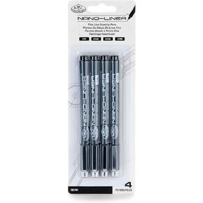 Royal & Langnickel Nano-Liner Drawing Pen, Black, 4-Pack