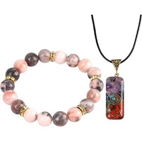 Crystal Bracelet, Crystals and Healing Stones for Stress Relief, Stretch Bracelet with Accessory Charms Ideal Spiritual Gifts For Women