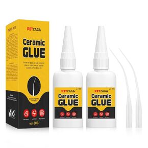 Ceramic Glue, PETCAGA 30g Glue for Pottery and Porcelain Repair, Super Glue for Ceramic, Glass, Jewelry, Rhinestone, Crystal, Mirror, ABS, PVC, Dishes, Tiles, DIY Crafts, Leather, Shoes, Rubber