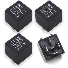 4 Pack Car Starting Relays, 5 Pin 12V Wiring Harness Replacements, Universal Automobile Modification Accessories, for Most Cars, Trucks and Vans (Black #2)