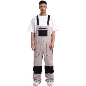 GSOU SNOW Men Ski Pants Snowboard Bib Pants Overalls Snow Waterproof Windproof Insulated Adjustable Strap Winter Sport Warm
