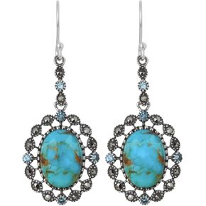 أقراط YoTreasure Blue Mohave Turquoise Swiss Topaz Marcasite المتدلية من الفضة الإسترليني عيار 925 in Kuwait