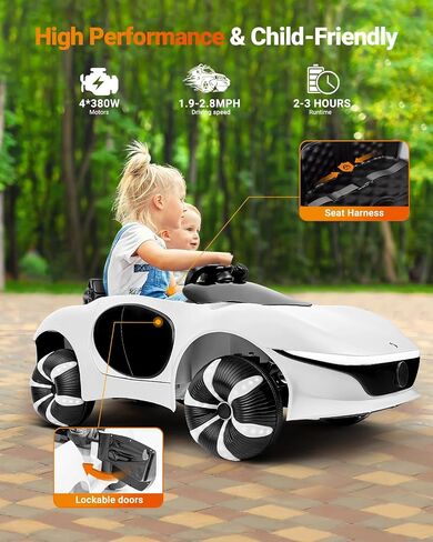 SEALIGHT 12V Kids Ride On Car Truck w/Parent Remote Control, Children Ride On Toy Toddler Electric Vehicle with Double Doors/Safety Belt/LED Lights/Music Player/Bluetooth in Saudi Arabia