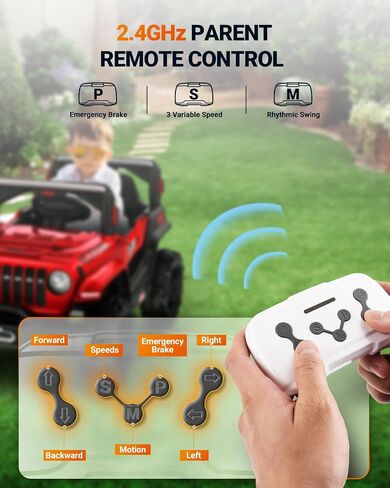 SEALIGHT 12V Kids Ride On Car Truck w/Parent Remote Control, Children Ride On Toy Toddler Electric Vehicle with Double Doors/Safety Belt/LED Lights/Music Player/Bluetooth in Saudi Arabia