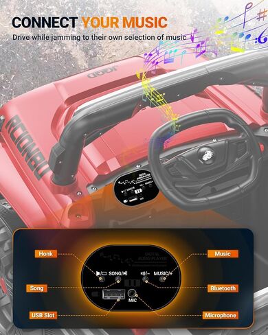 SEALIGHT 12V Kids Ride On Car Truck w/Parent Remote Control, Children Ride On Toy Toddler Electric Vehicle with Double Doors/Safety Belt/LED Lights/Music Player/Bluetooth in Saudi Arabia