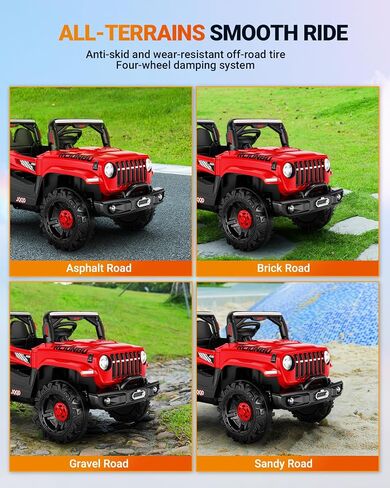 SEALIGHT 12V Kids Ride On Car Truck w/Parent Remote Control, Children Ride On Toy Toddler Electric Vehicle with Double Doors/Safety Belt/LED Lights/Music Player/Bluetooth in Saudi Arabia