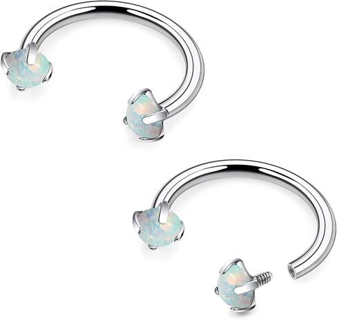 16G F136 Titanium Internal Thread Horseshoe Septum Nose Ring Piercing Jewelry Circular Barbell Helix Snug Tragus Rook Daith Cartilage Earring Lip Ring Piercing Jewelry for Women Men Opal in Kuwait