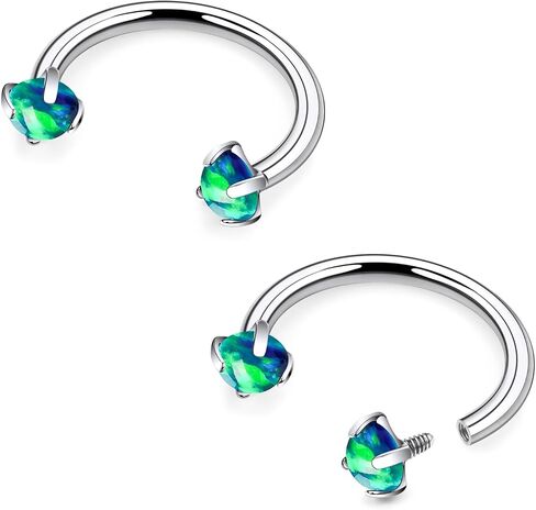 16G F136 Titanium Internal Thread Horseshoe Septum Nose Ring Piercing Jewelry Circular Barbell Helix Snug Tragus Rook Daith Cartilage Earring Lip Ring Piercing Jewelry for Women Men Opal in Kuwait