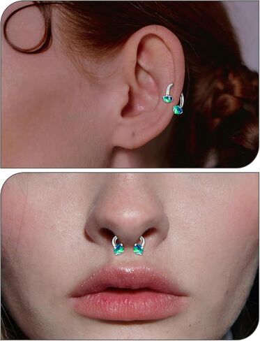 16G F136 Titanium Internal Thread Horseshoe Septum Nose Ring Piercing Jewelry Circular Barbell Helix Snug Tragus Rook Daith Cartilage Earring Lip Ring Piercing Jewelry for Women Men Opal in Kuwait