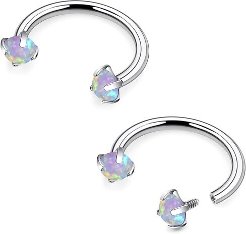 16G F136 Titanium Internal Thread Horseshoe Septum Nose Ring Piercing Jewelry Circular Barbell Helix Snug Tragus Rook Daith Cartilage Earring Lip Ring Piercing Jewelry for Women Men Opal in Kuwait