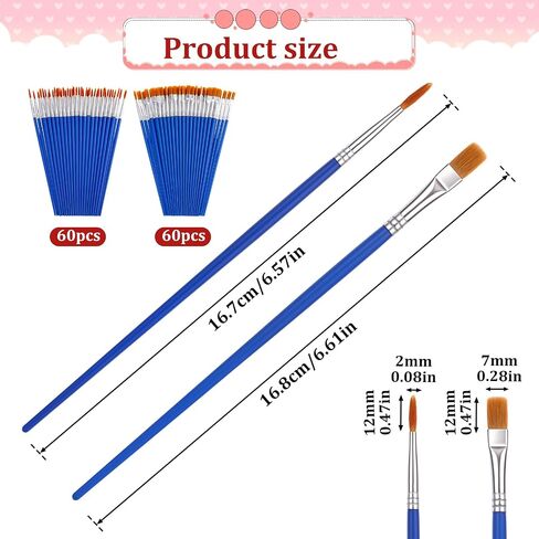 120 Pcs Small Paint Brushes Set - Flat Tip, Round Acrylic, and Miniature Precision Liner Brushes for Artists - Ideal for Classroom, Watercolor, Canvas, Face Painting, and Touch Up in Saudi Arabia
