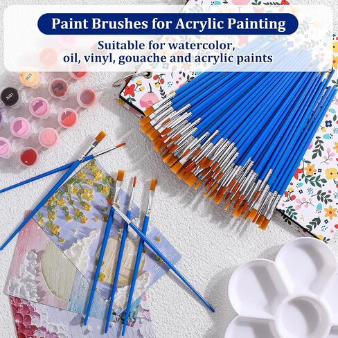 120 Pcs Small Paint Brushes Set - Flat Tip, Round Acrylic, and Miniature Precision Liner Brushes for Artists - Ideal for Classroom, Watercolor, Canvas, Face Painting, and Touch Up in Saudi Arabia