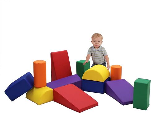 Factory Direct Partners 12273-AS SoftScape Toddler Builder Set, Colorful Soft Foam Playtime Building Blocks for Infants and Kids (12-Piece Set) - Assorted in Saudi Arabia