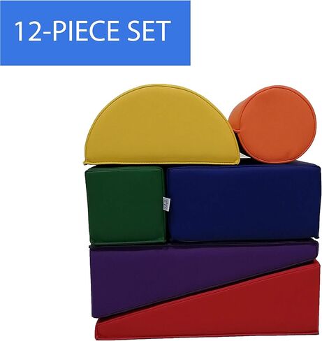 Factory Direct Partners 12273-AS SoftScape Toddler Builder Set, Colorful Soft Foam Playtime Building Blocks for Infants and Kids (12-Piece Set) - Assorted in Saudi Arabia