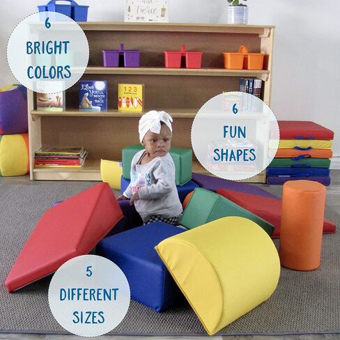 Factory Direct Partners 12273-AS SoftScape Toddler Builder Set, Colorful Soft Foam Playtime Building Blocks for Infants and Kids (12-Piece Set) - Assorted in Saudi Arabia