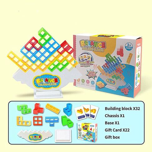 LiangCuber 32PCS Tetra Tower Game,Balance Game Team Building Blocks,Blocks Game for Kids & Adults Team Building Blocks Toy (32PCS Edition) in Saudi Arabia