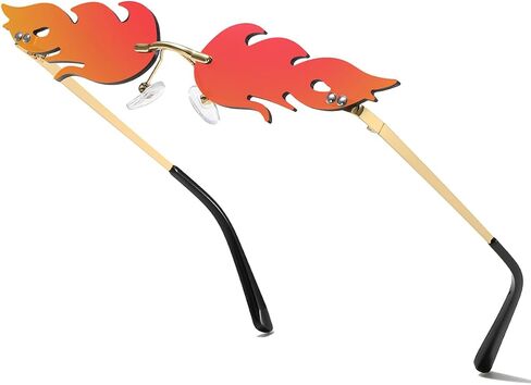 Flame Sunglasses Fire Sunglasses Funky Cool Festival Glasses For Women Men Devil Glasses Goth Vampire Accessories in Saudi Arabia
