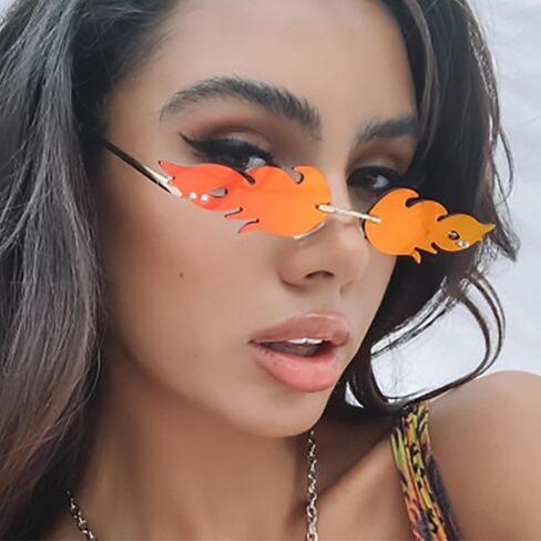 Flame Sunglasses Fire Sunglasses Funky Cool Festival Glasses For Women Men Devil Glasses Goth Vampire Accessories in Saudi Arabia