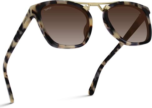 WearMe Pro Polarized Vintage Large Square Womens Sunglasses with Metal Double-Bar Bridge in Kuwait