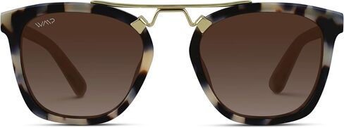 WearMe Pro Polarized Vintage Large Square Womens Sunglasses with Metal Double-Bar Bridge in Kuwait