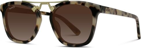 WearMe Pro Polarized Vintage Large Square Womens Sunglasses with Metal Double-Bar Bridge in Kuwait