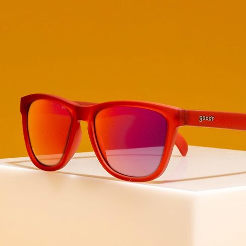 نظارات شمسية مستقطبة من Goodr Phoenix At A Bloody Mary Bar للرجال والنساء، إطارات شفافة باللون الأحمر الداكن مع عدسة عاكسة للضوء، حماية من الأشعة فوق البنفسجية 400، مانعة للانزلاق in Kuwait