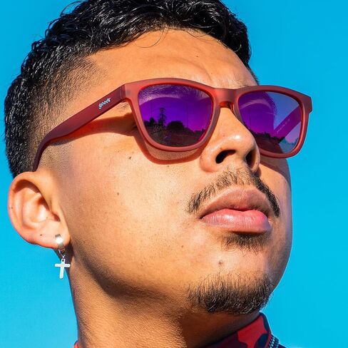 نظارات شمسية مستقطبة من Goodr Phoenix At A Bloody Mary Bar للرجال والنساء، إطارات شفافة باللون الأحمر الداكن مع عدسة عاكسة للضوء، حماية من الأشعة فوق البنفسجية 400، مانعة للانزلاق in Kuwait