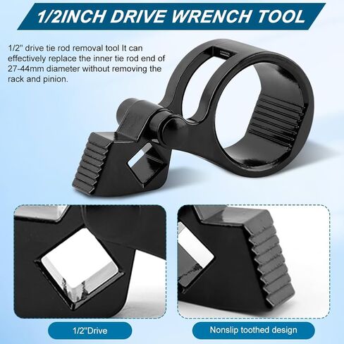 Inner Tie Rod Removal Tool, 3/8'' Low-Profile Inner Tie Rod Tool Repair Removal Tools and 27-44mm Tie Rod End Wrench Tool with 1/2" Drive, Universal Tie Rod Tool(Color:Black) in Saudi Arabia