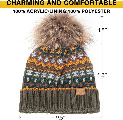 Winter Pom Pom Beanie Hat for Women Warm Fleece Lined Knitted Christmas Beanie Hat in Saudi Arabia