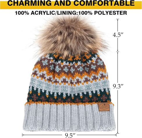 Winter Pom Pom Beanie Hat for Women Warm Fleece Lined Knitted Christmas Beanie Hat in Saudi Arabia