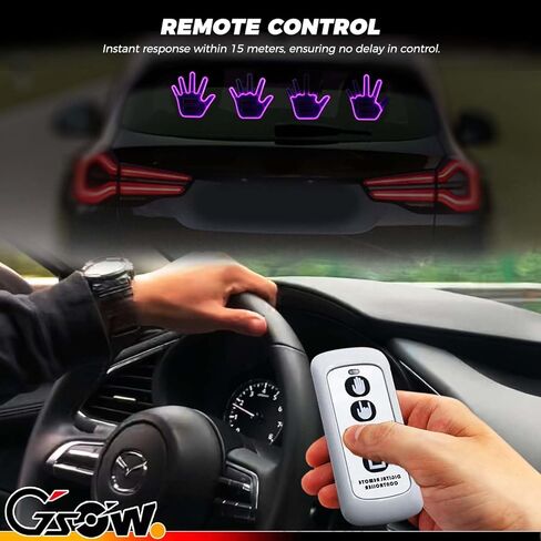 ضوء إيماءة اليد للسيارة، لافتة LED مع 4 أوضاع للشاحنة، ضوء إصبع السيارة الممتع مع جهاز تحكم عن بعد، ضوء يدوي مضحك للسيارة، سيارات الدفع الرباعي - وردي in Kuwait