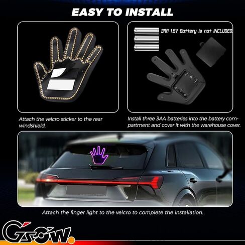 ضوء إيماءة اليد للسيارة، لافتة LED مع 4 أوضاع للشاحنة، ضوء إصبع السيارة الممتع مع جهاز تحكم عن بعد، ضوء يدوي مضحك للسيارة، سيارات الدفع الرباعي - وردي in Kuwait